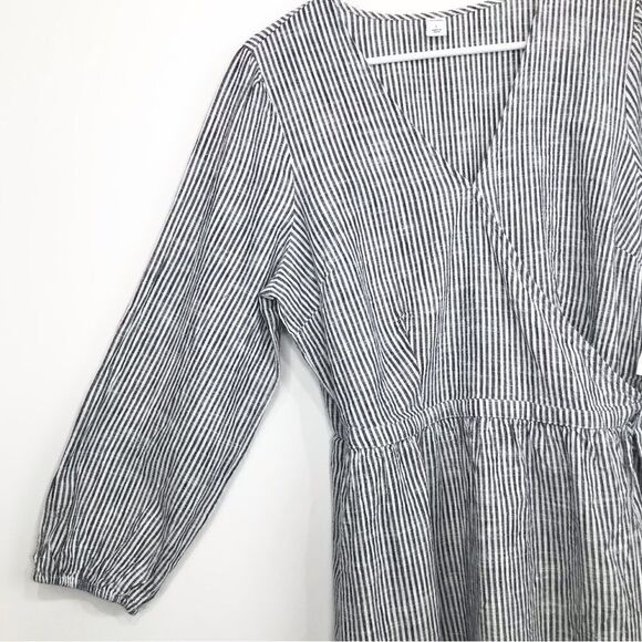 Old Navy NEW Nautical Blue Pinstriped Wrap Dress - Picture 3 of 12